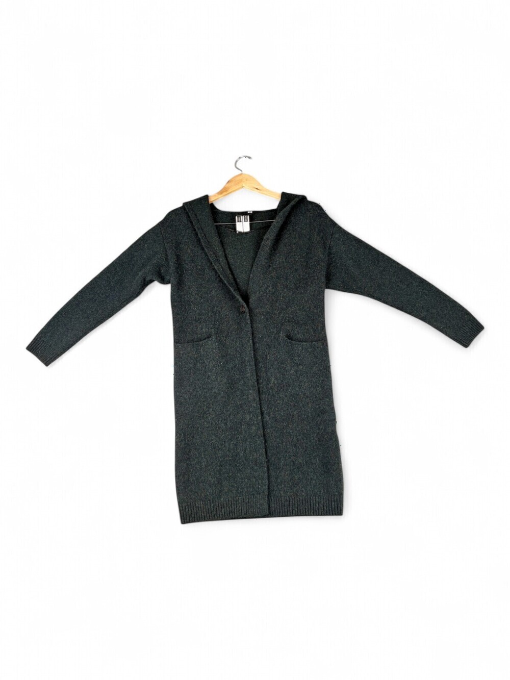 Uniqlo Womens Wool Blend Hooded Long Cardigan XS Charcoal Grey 420515